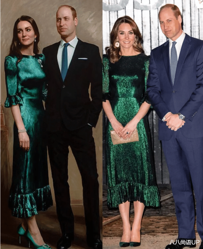 威廉夫妇的第一幅官方肖像画!凯特的胸针别致,威廉国王气场十足