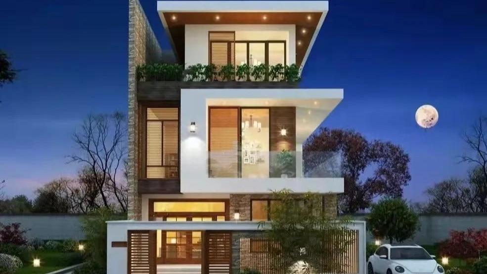 现代风格也能温柔浪漫，这栋小面宽别墅给你不一样的体验