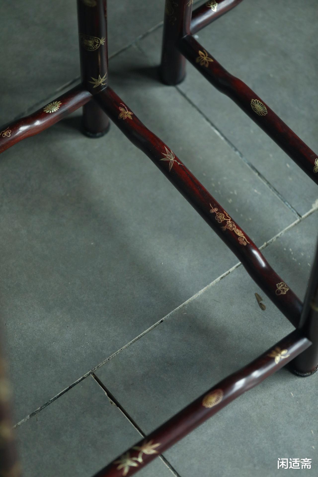 紫檀|闲情偶寄，华贵富丽，紫檀描金香几