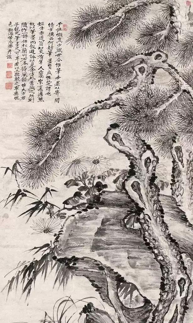 苦瓜和尚石涛高清山水画欣赏：万千墨点，肆意挥洒