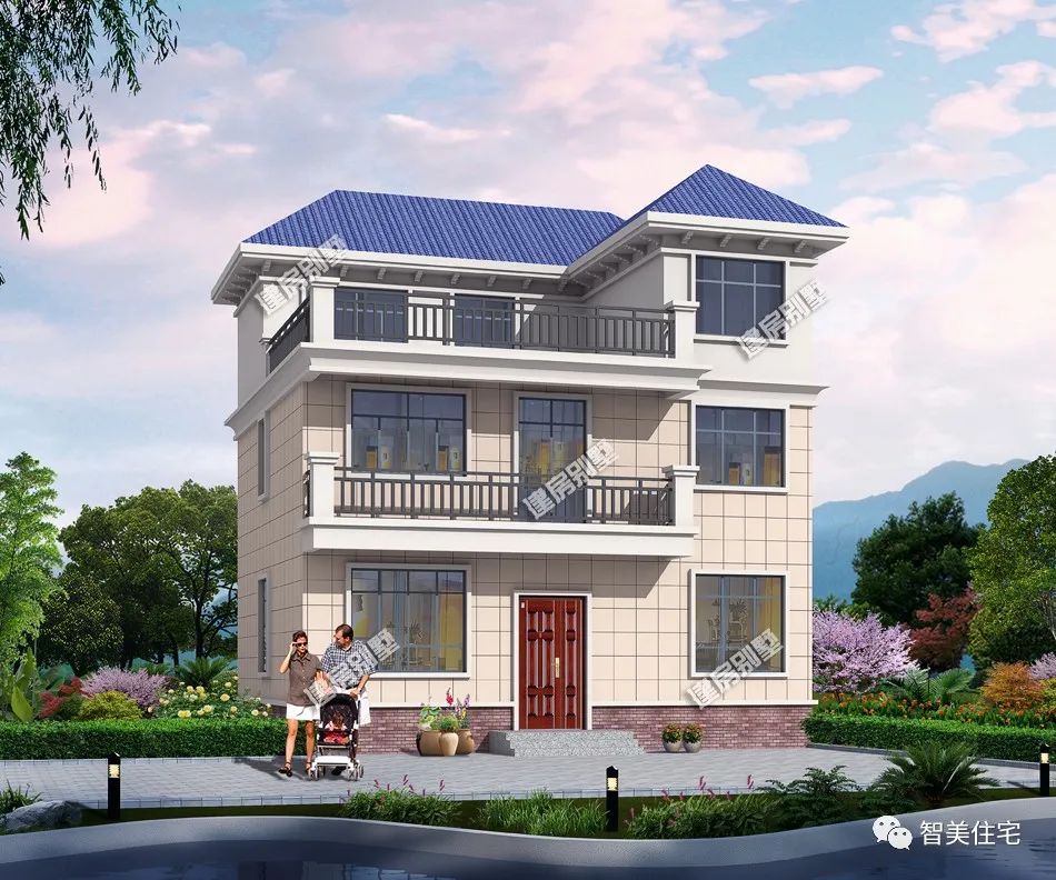 造型简单的农村自建房，不用罗马柱装饰，施工能省不少事儿