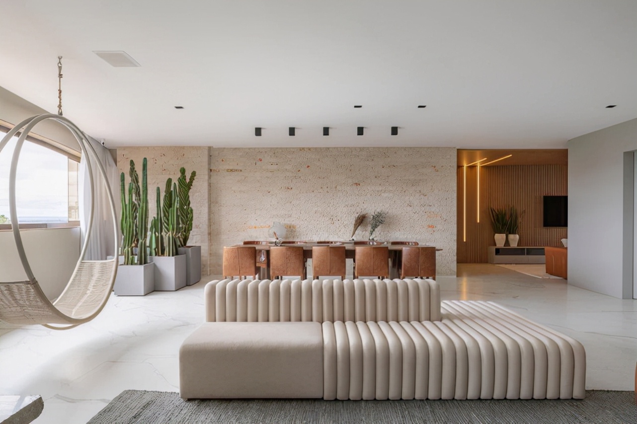 115平现代风三居室,用木材和石材打造简约自然之所