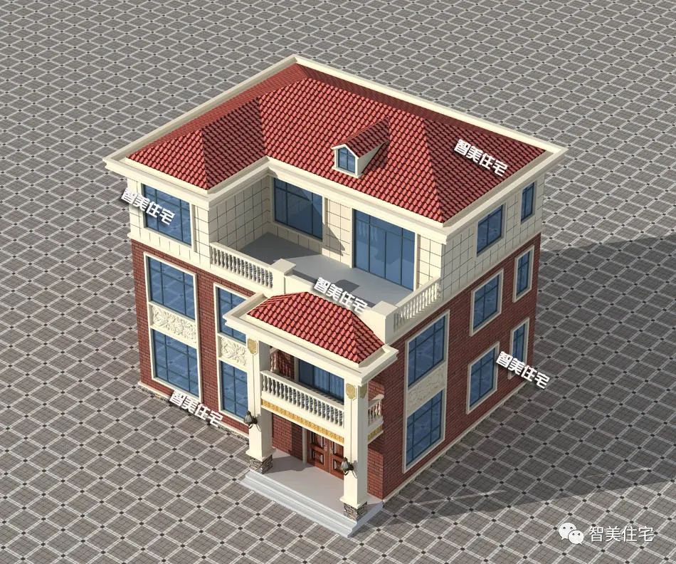 六栋带堂屋设计的简欧别墅,大门不居中放,都是农村建房的方向标