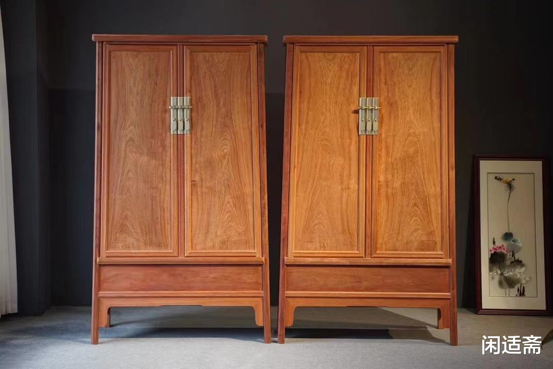 明式经典,缅甸花梨木家具,有柜膛圆角柜