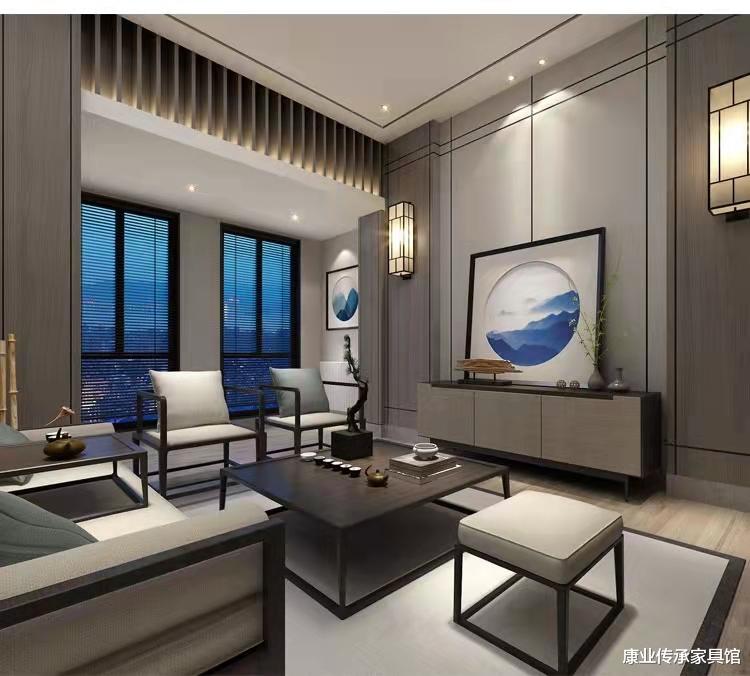 简约新中式,黑白调的客餐厅,低调内敛,淡泊宁静