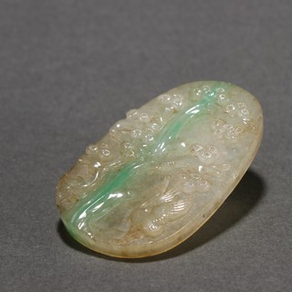 翡翠|清代 老翡翠松鹤延年纹牌