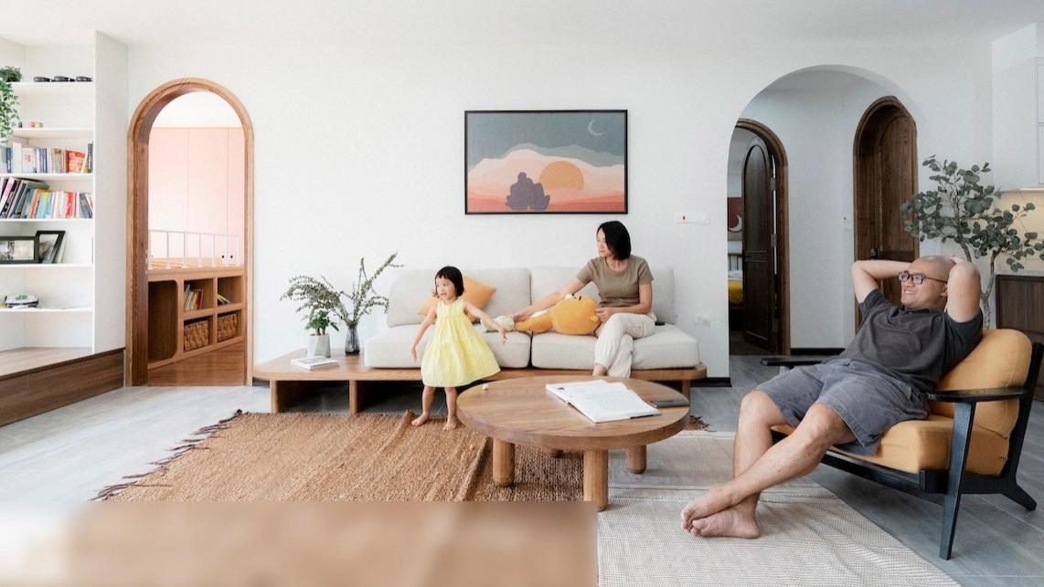 被她家100㎡圈粉了，拱形元素发挥到极致 ，后悔当初没多做几个