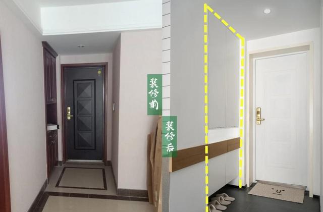 开门见厅，想再多招倒不如简单了当点，用1打造转角玄关，划算