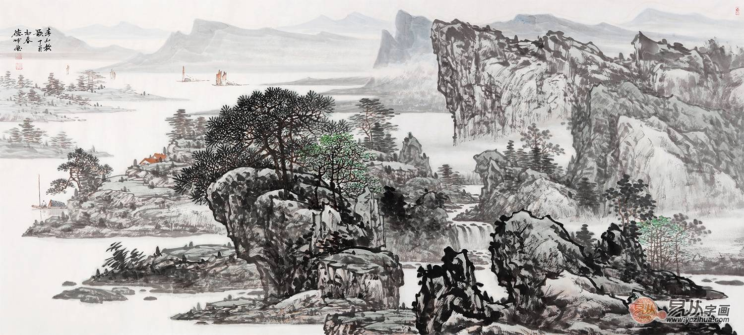 客厅墙面挂什么字画 一幅精美山水画点亮一面墙