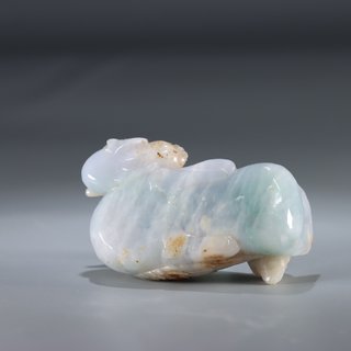 漆器|旧藏：翡翠“鹅如意”摆件（带座）