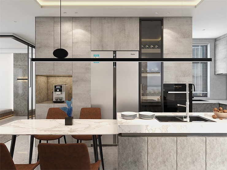 吾悦华府 191平简约装修,高级感与质感的结合。