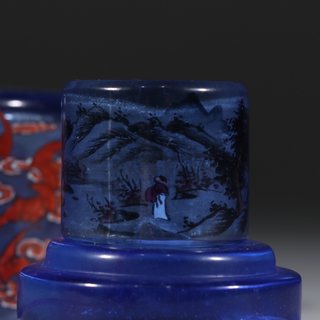 回流 蓝琉璃带盒扳指一套