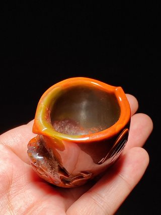 玛瑙|苏作 红缟玛瑙 兽面纹 兽首杯