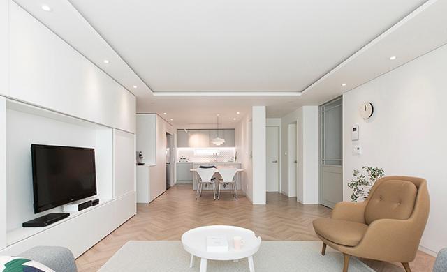 145㎡新房,全屋大白墙,通铺木地板,一个家最好的气质,是干净