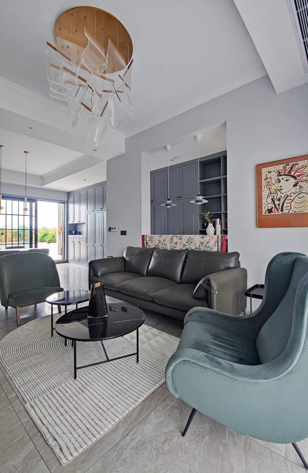 160㎡轻美式，自带氛围感的灰蓝色，营造浪漫的顶楼跃式！