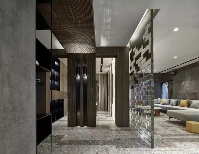 186㎡现代极简，水磨石、玻璃砖、岩石板，打造低调朴素高级感