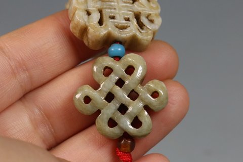 |旧藏,老和田玉福禄寿车挂