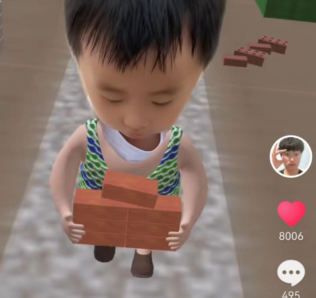 北海|太俏皮！田静弟弟晒奇奇搬砖视频，疑在内涵北海舅搬砖砸自己的脚