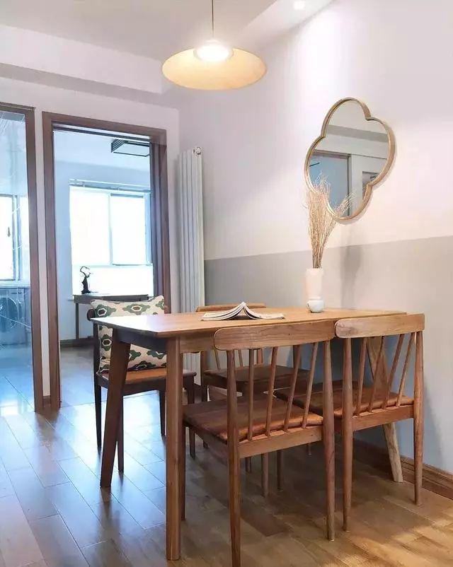 简中式风,古色古香的原木与清新淡雅的绿色搭配,效果别具一格