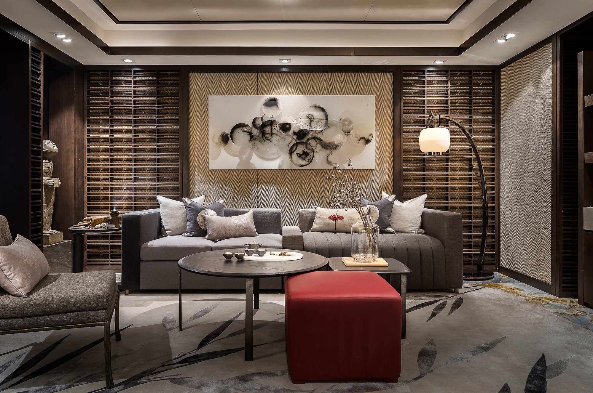 300平轻奢中式别墅设计,去掉繁复细节,反而让家更有本源之美