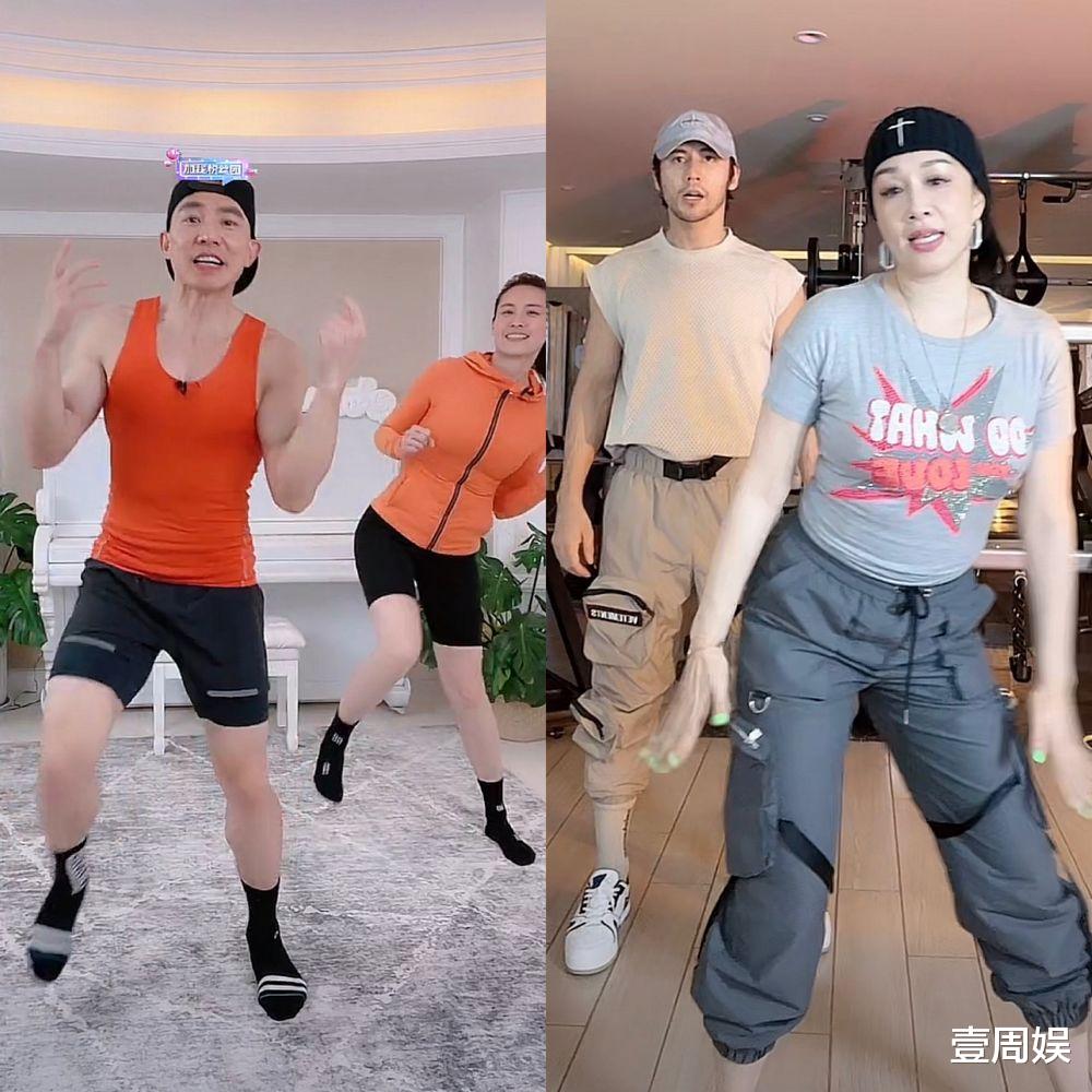 钟丽缇|钟丽缇夫妇模仿刘畊宏做运动，腰间赘肉意外抢镜，网友：像黑熊！