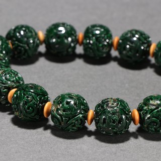 钱币|旧藏 干青翡翠钱币纹手串