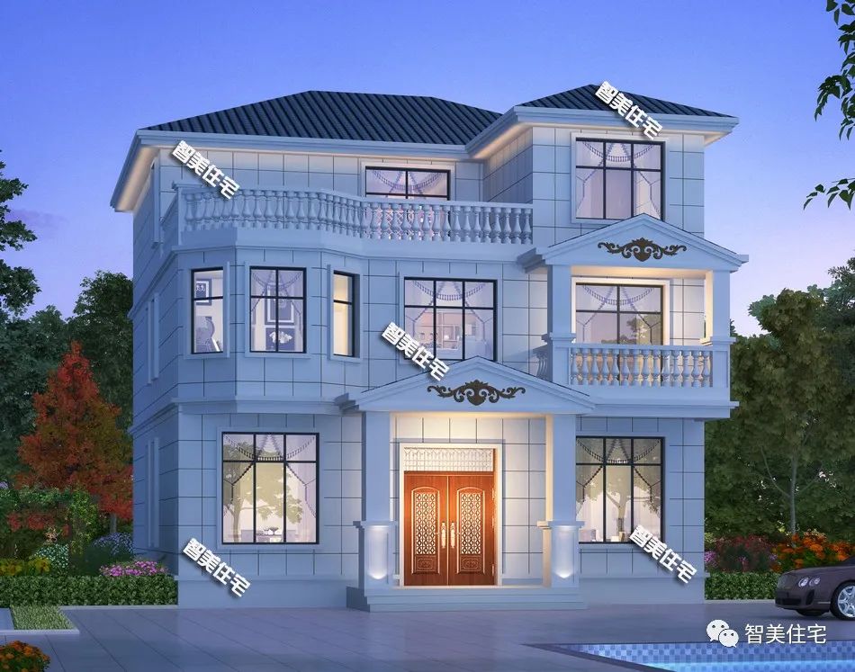 开间尺寸11.8米,带八角窗设计的小洋房,它就是一栋完美住宅