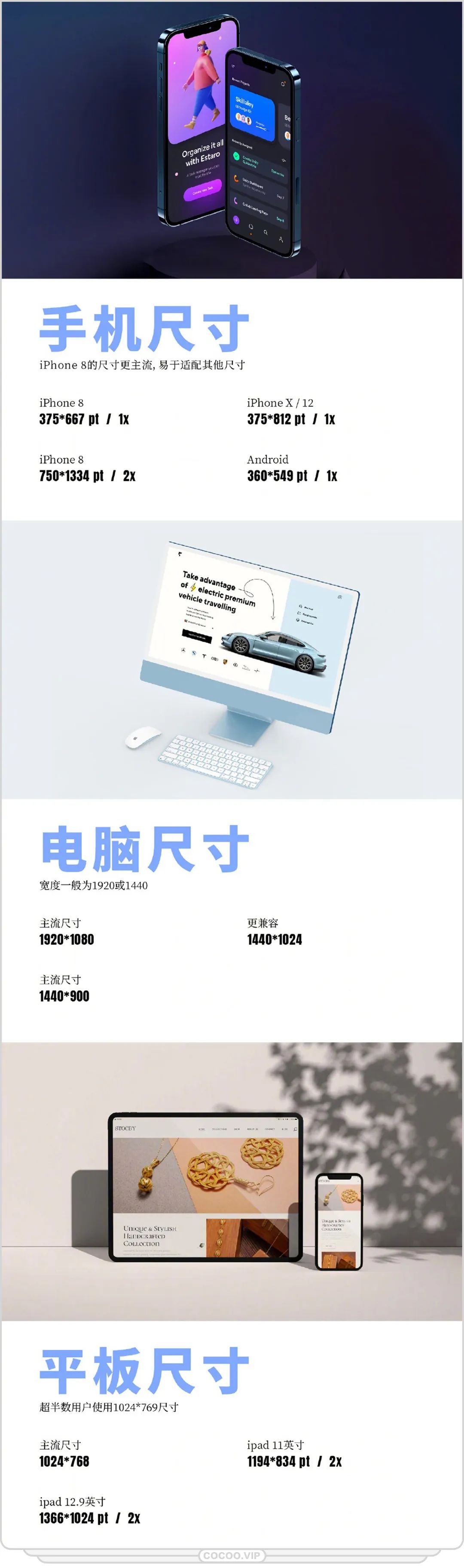 |UI设计尺寸整理!一定用得到!