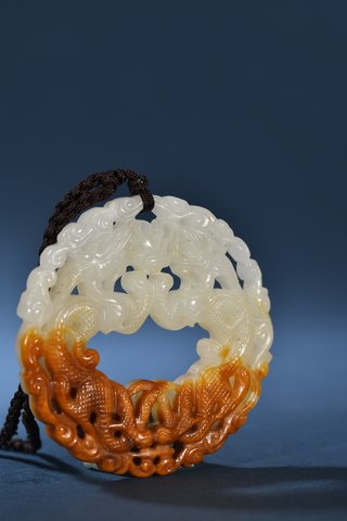 和田玉籽料|和田玉籽料双龙戏珠璧