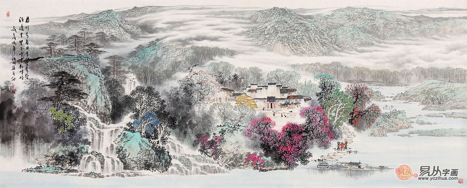 山水画|老板办公室挂什么好？诸明水墨山水画