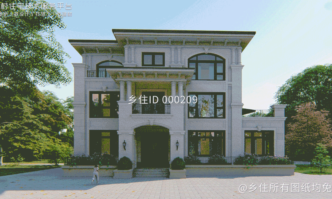 四川凉山三层欧式别墅 土建造价参考68.6万,面宽18m×进深11.4m