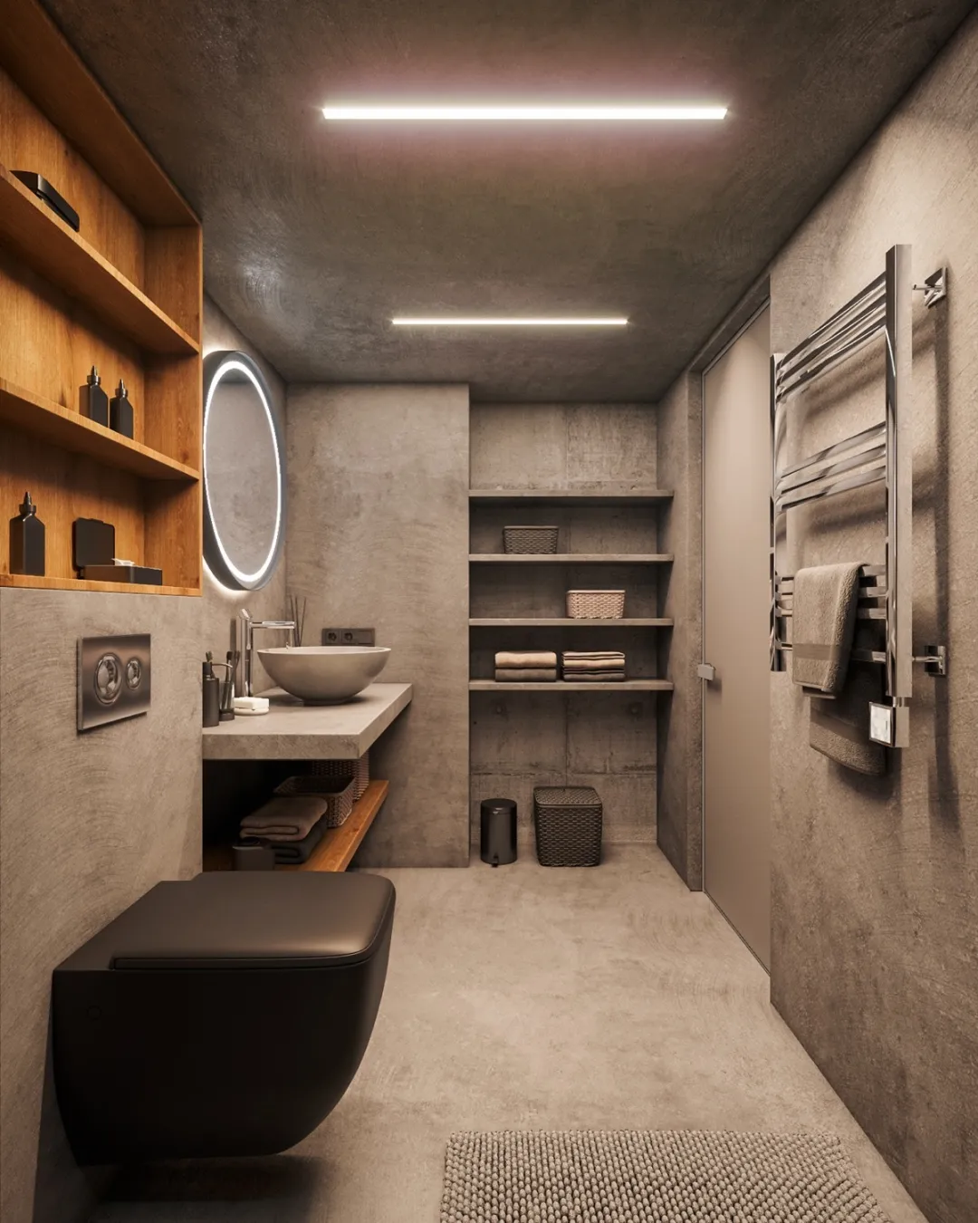 酷飒工业风格,绿植和灯光让它高级不冰冷,绝佳质感的高级范!