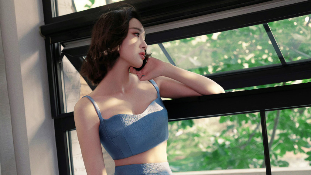 唐艺昕|唐艺昕穿蓝色吊带秀美胸！黄金比例身材火辣，小腹平坦马甲线吸睛