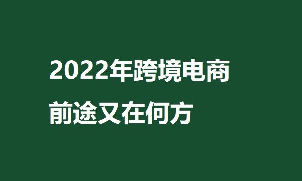 电子商务|2022年跨境电商前途又在何方