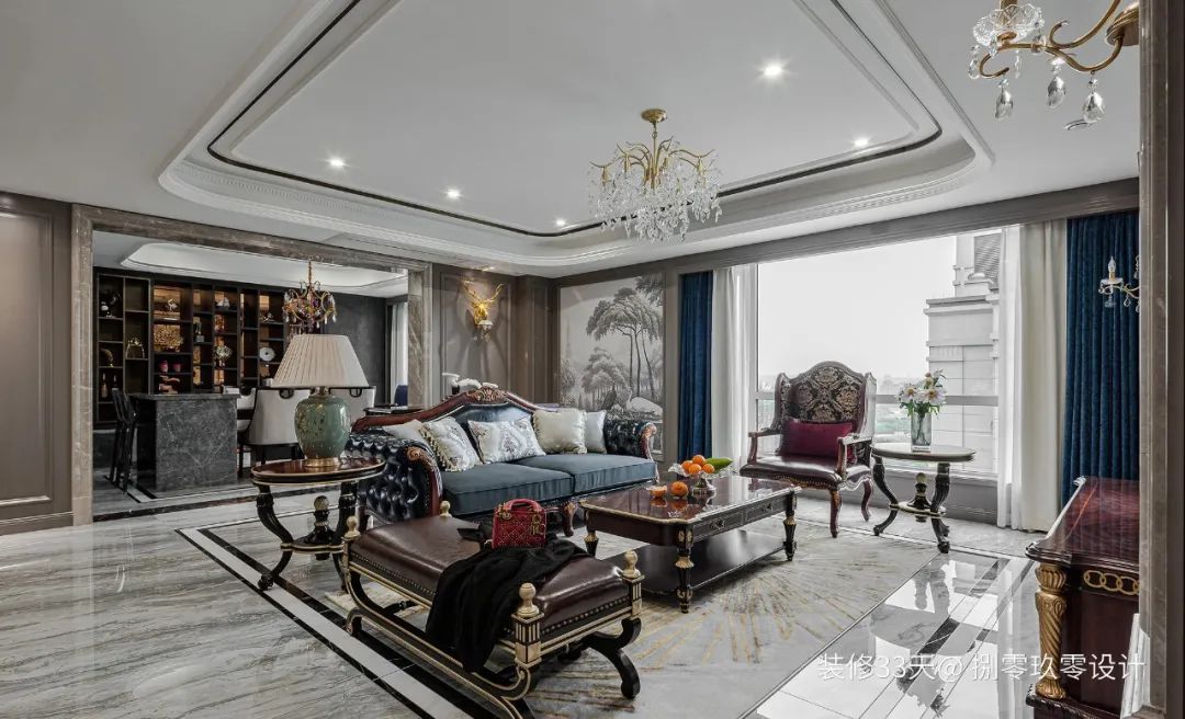 装修设计：两套打通合并，成华丽欧式大平层
