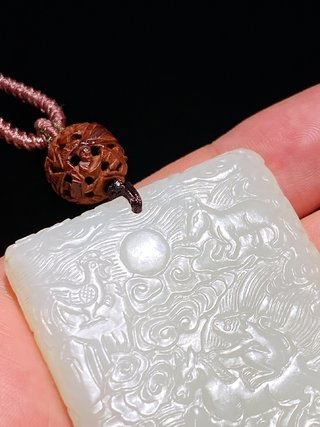 左岩|清乾隆 和田玉籽料 白玉 十二生肖 玉牌 玉珮