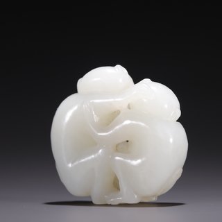 80年代|旧藏·和田玉籽料双猴雕件