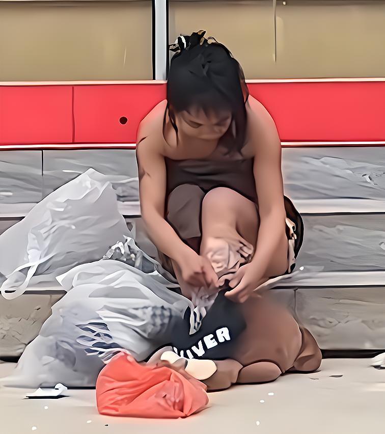 女子流浪街头,自制鞋子防寒,曾是KTV当家花旦,黑色纹身暗藏玄机