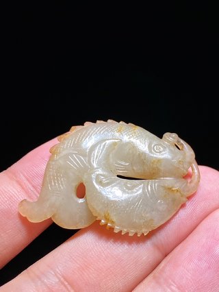 和田玉籽料|宋 和田玉籽料沁色 双鱼珮 挂件 吊坠