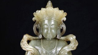 和田玉籽料|元 和田玉籽料 黑白玉 地藏王菩萨 佛像 摆件