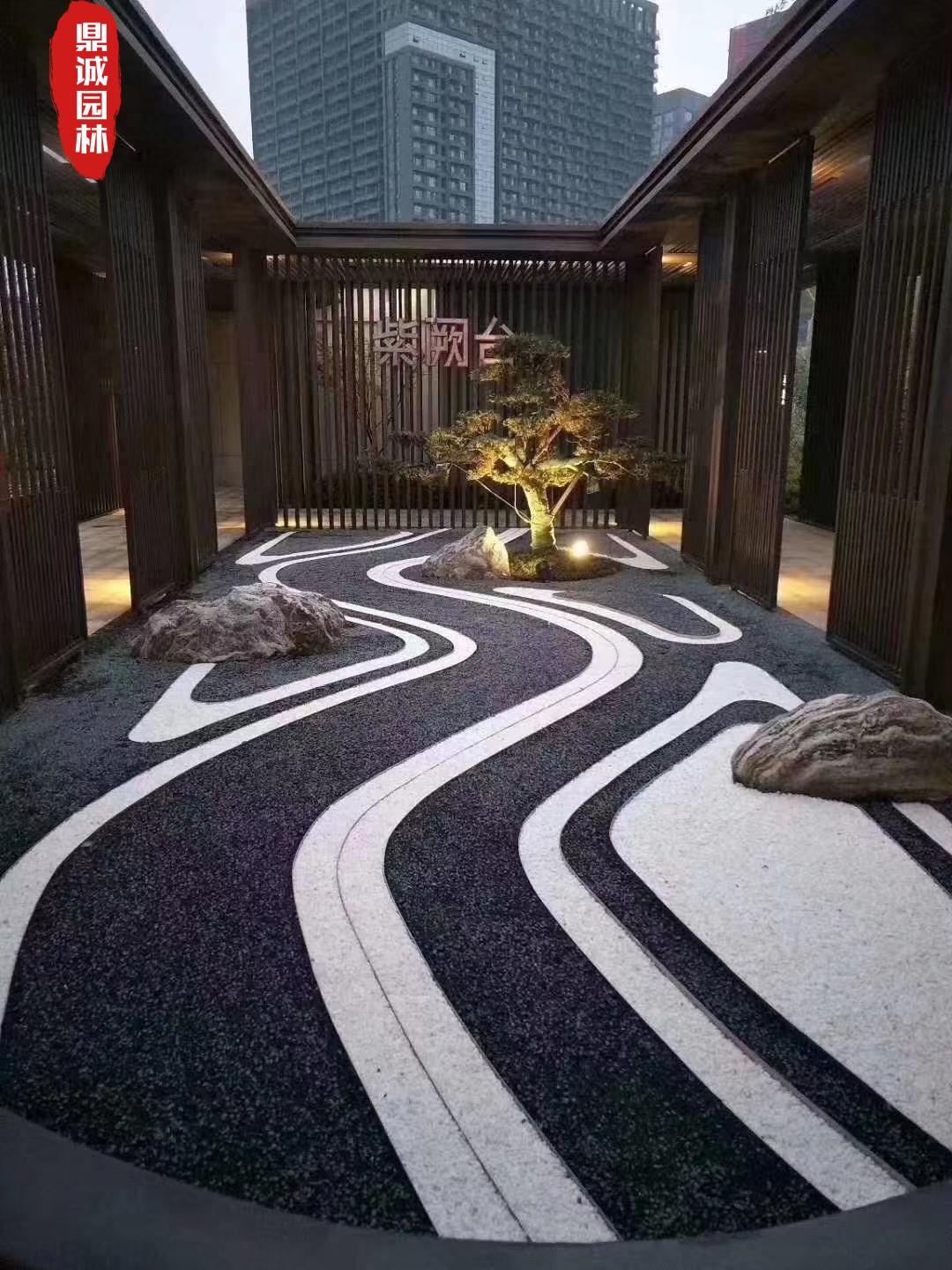 黑色砾石景观铺路造景设计！