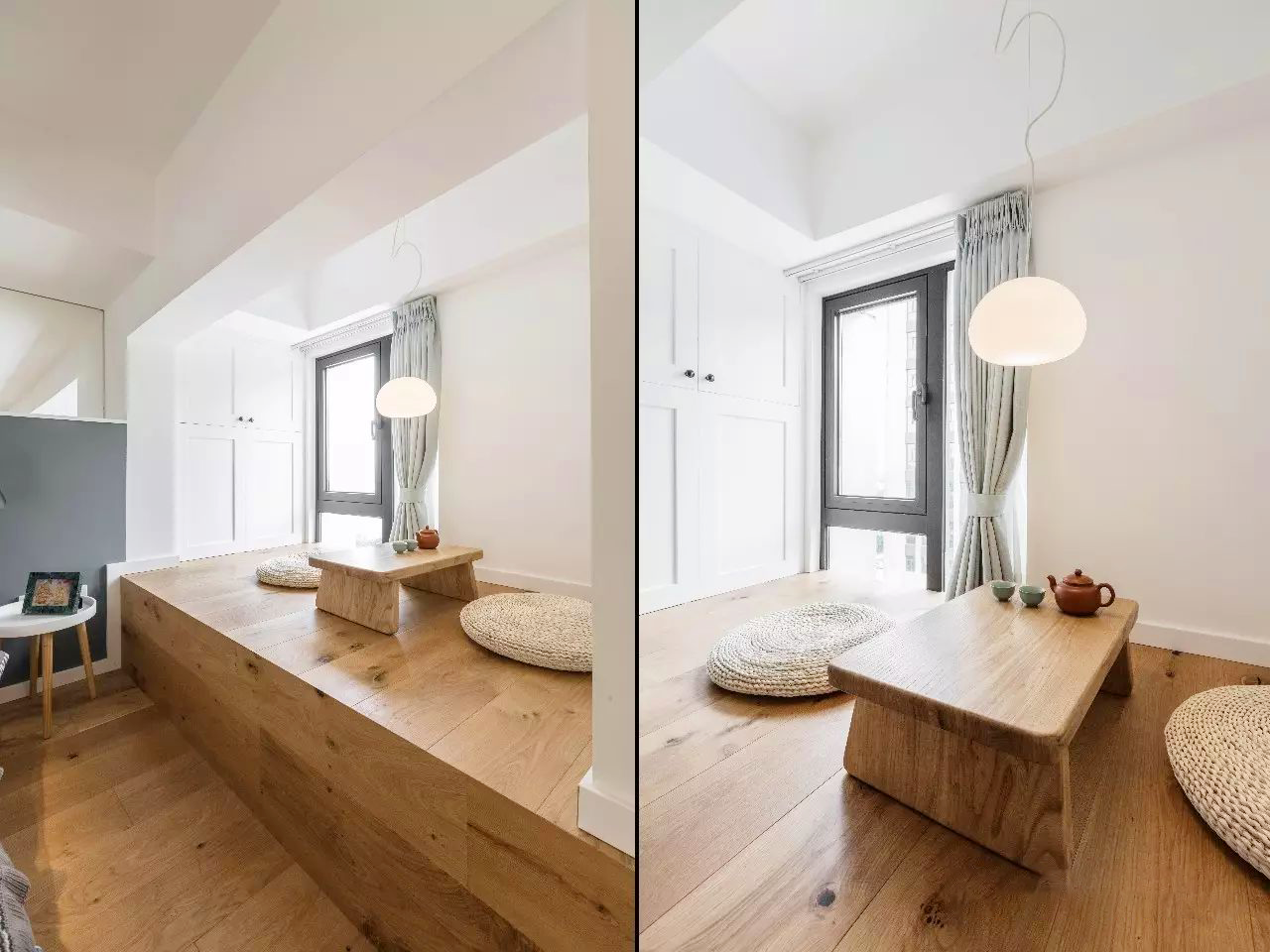 套内60㎡新房,地面抬高50公分,不用买沙发,电视墙很实用