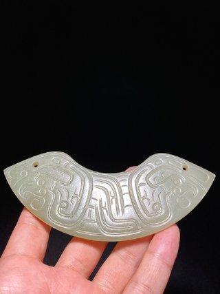 |周 和田玉籽料 青白玉 凤鸟纹 玉珮 玉饰