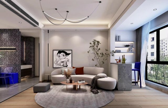 97㎡现代风,以时尚打造空间,以新颖突出特点