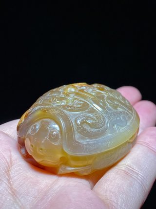 翡翠|清 玛瑙 龙龟 把件 纸镇