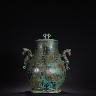 |藏家旧藏-青铜器经文兽形双耳盖尊