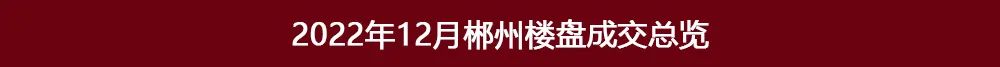 郴州楼盘2022年12月销售排行榜