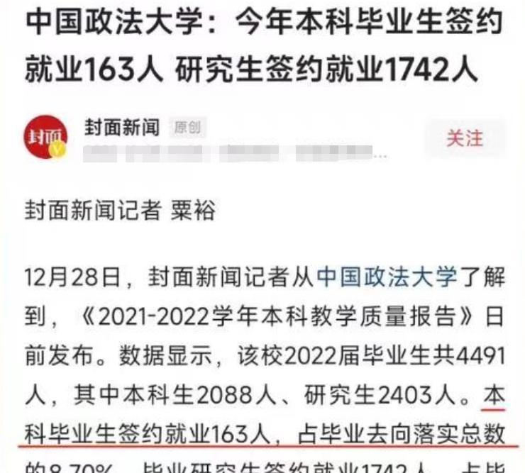 摊牌不装了！中国政法大学毕业生仅163人签约，谁的“脸红了”？