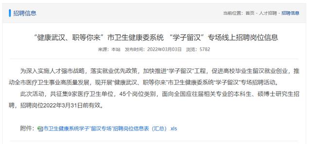 招生|武汉这9家医院正在招人，医生护士行政岗都有、应往届都可报名