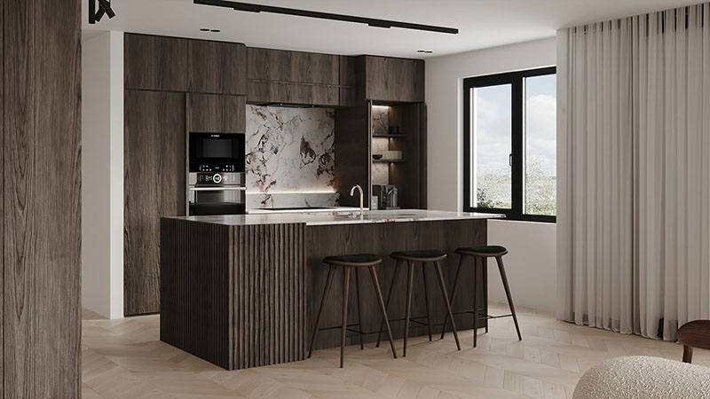 北京96平现代装修设计，用大量的曲线塑造出不一样的空间质感